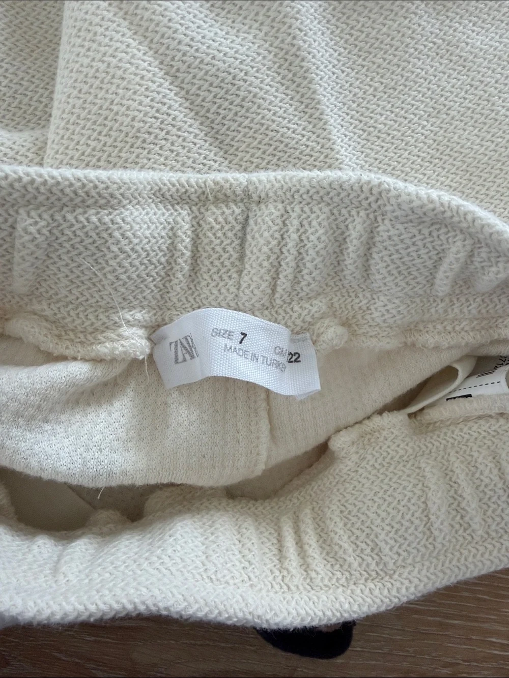 Kids Cream Knit Drawstring Shorts Zara Size 7